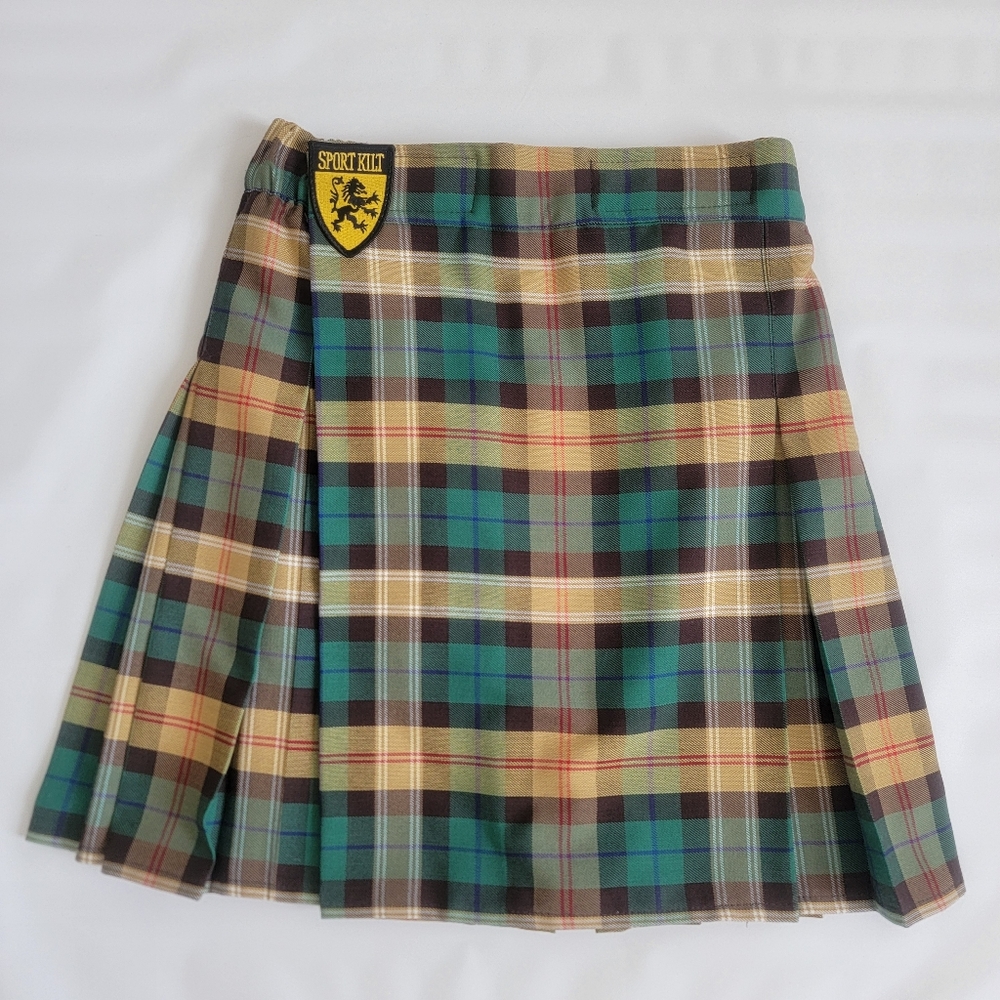 Sport Kilt Ross Hunting Original Mini Pleated Skirt Green Brown Yellow Red  Sz S
